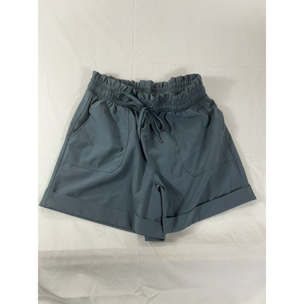 Danskin Women’s S/P Gray Paperbag Waist Shorts Cuffed Pull On Drawstring Casual
